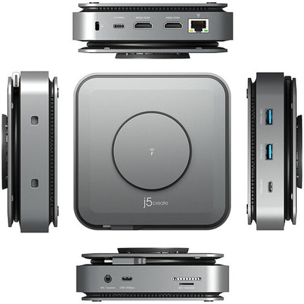 j5create Dock USB-C 12 en 1 con HDMI Dual 4K y carga inalámbrica 15W