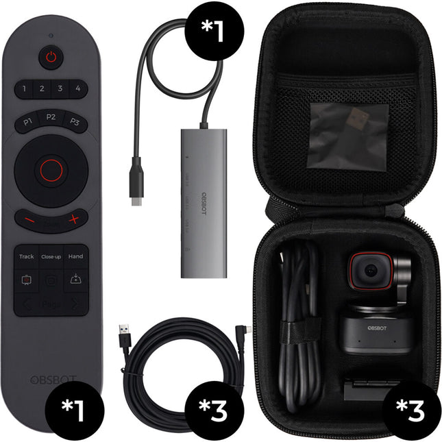 OBSBOT Tiny 2 Multicam Combo Pack de 3 webcams PTZ 4K con zoom 4x