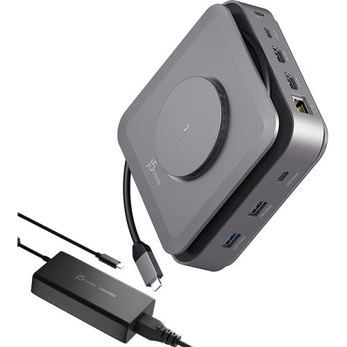 j5create Dock USB-C 12 en 1 con Dual HDMI 4K y Adaptador GaN 140W