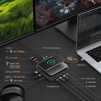 j5create Dock USB-C 12 en 1 con Dual HDMI 4K y Adaptador GaN 140W