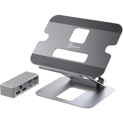 j5create Soporte Docking Adjusteable para Laptop hasta 16" con 2 HDMI y 100W PD