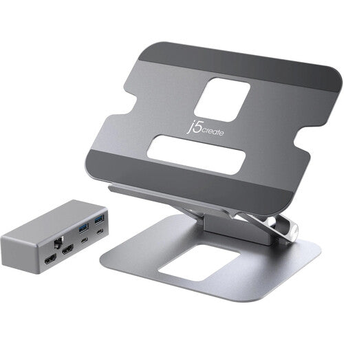 j5create Soporte Docking Adjusteable para Laptop hasta 16" con 2 HDMI y 100W PD