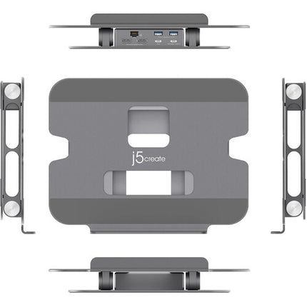 j5create Soporte Docking Adjusteable para Laptop hasta 16" con 2 HDMI y 100W PD