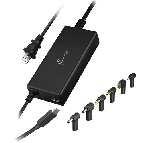 j5create 100W PD USB-C Súper Cargador con 6 conectores DC y puerto USB-A