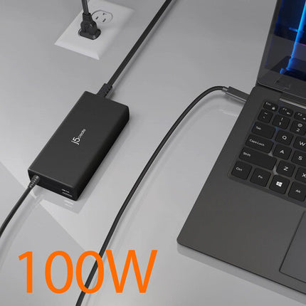 j5create 100W PD USB-C Súper Cargador con 6 conectores DC y puerto USB-A