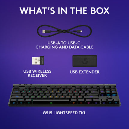 Logitech G G515 Teclado mecánico inalámbrico TKL RGB GL Linear 36 horas batería