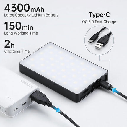 GVM 8RS Luz LED RGB para cámara Panel 4.6x2.8" 225 Lux Ajustable 2700-7500K