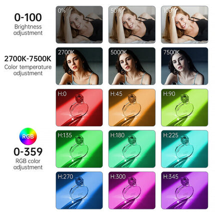 GVM 8RS Luz LED RGB para cámara Panel 4.6x2.8" 225 Lux Ajustable 2700-7500K
