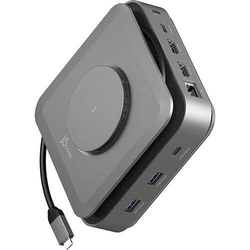 j5create Dock USB-C 12 en 1 con HDMI Dual 4K y carga inalámbrica 15W