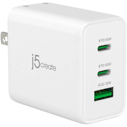 j5create 65W GaN Cargador de Pared USB 1 USB-A 2 USB-C PD 3.0 QC 3.0