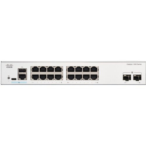 Cisco Catalyst C1300-16T-2G Switch de Red Gestionado 16 Puertos Gigabit 36 Gb/s 2 Puertos SFP Kit de Montaje