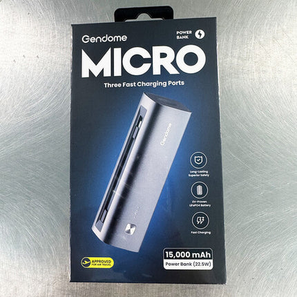 Gendome 15,000mAh Power Bank con Carga Rápida USB-C PD 3.0 y Puerto USB-A