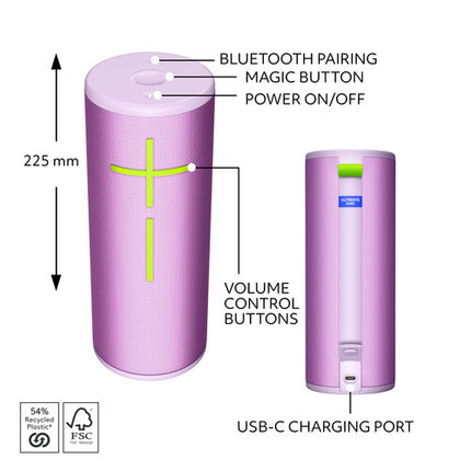 Ultimate Ears MEGABOOM 4 Altavoz Bluetooth Inalámbrico Morado 20 Horas Batería