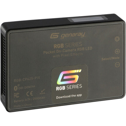 Genaray RGB-CP425-PIX Panel LED RGB compacto con batería integrada 185 Lux y 3.7 x 2.4 pulgadas