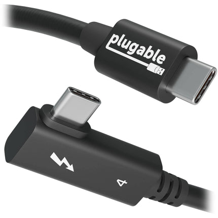 Plugable USB-C a USB-C en ángulo derecho Thunderbolt 4 2.6 pies 40 Gb/s 240W