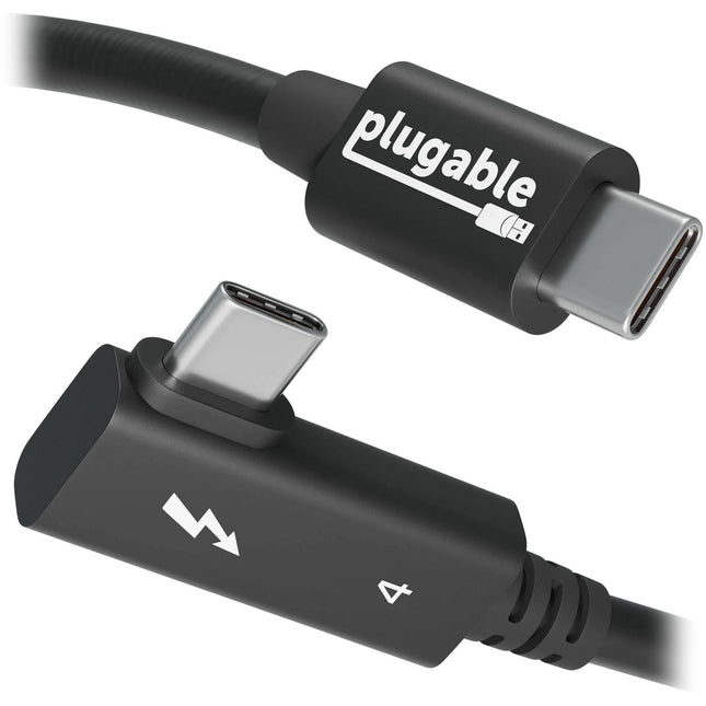 Plugable USB-C a USB-C en ángulo derecho Thunderbolt 4 2.6 pies 40 Gb/s 240W