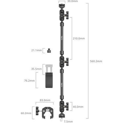 SmallRig Desktop Magic Arm con Abrazadera Crab para Superficies hasta 5 cm y Soporte para Smartphone de 2.7 a 3.9 pulgadas
