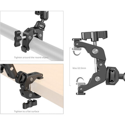 SmallRig Desktop Magic Arm con Abrazadera Crab para Superficies hasta 5 cm y Soporte para Smartphone de 2.7 a 3.9 pulgadas