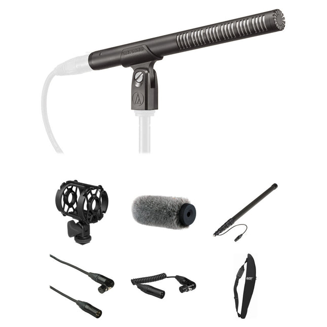 Audio-Technica BP4073 Micrófono Shotgun Kit con Pértiga Grafito y Cables XLR