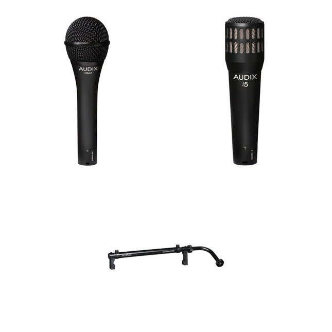 Audix OM2 y i5 Kit de Micrófonos Vocal e Instrumento con CabGrabber XL