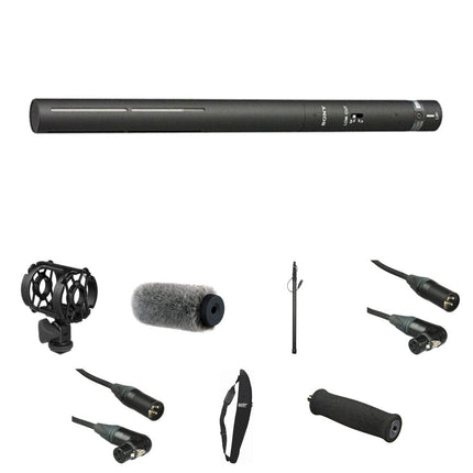 Sony ECM-673 Micrófono Shotgun Corto Kit de Grabación con Boompole y Accesorios