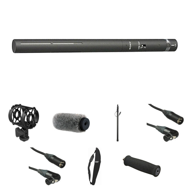 Sony ECM-674 Micrófono Shotgun con Boompole de Aluminio y Filtro Low-Cut