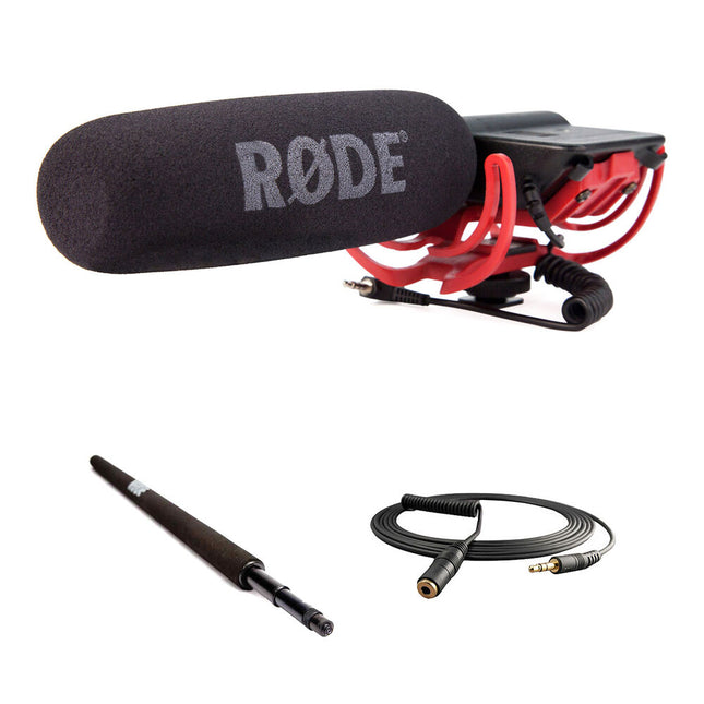 RODE VideoMic Micrófono Escopeta para Cámara con Boompole Telescópico y Cable de Extensión 10'