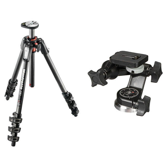 Manfrotto MT190CXPRO4 trípode fibra carbono altura 170 cm kit con rótula 3D Junior 056
