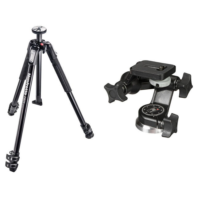 Manfrotto MT190X3 trípode de aluminio con cabezal panorámico 056 3-D Junior