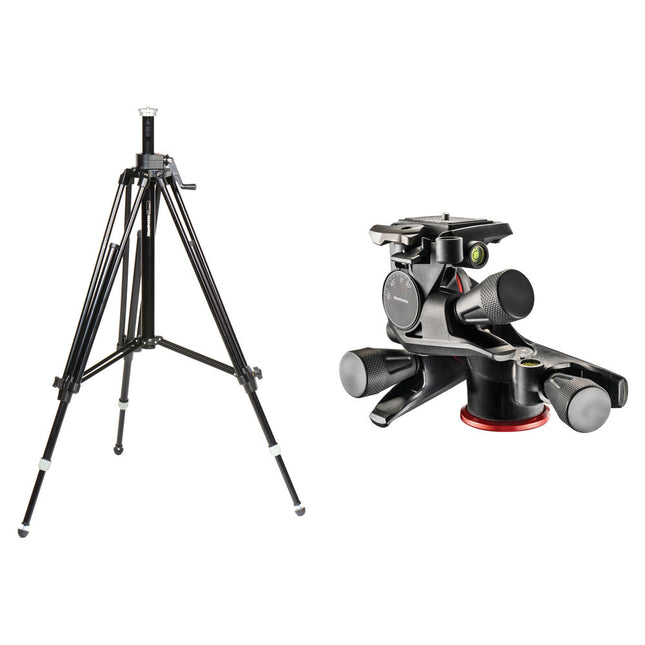 Manfrotto 028B Triman Trípode para Cámara con Columna Central Precisa Altura Máx 94.5" y Cabezal Geared 3 Vías XPRO con Placa Rápida 200PL