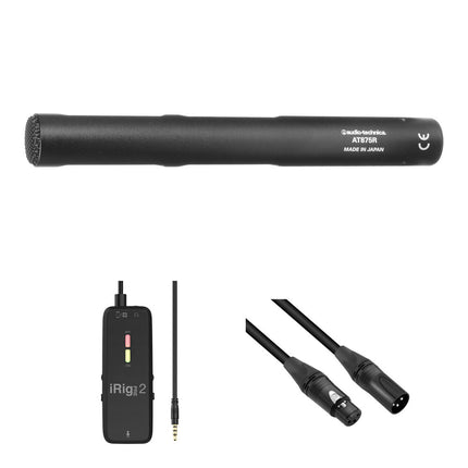 Audio-Technica AT875R Micrófono Corto Shotgun con Interface XLR para Smartphones y Cable 3.5mm