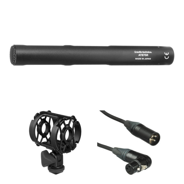 Audio-Technica AT875R Micrófono Shotgun Corto Kit con Montura y Cable XLR 1.5'