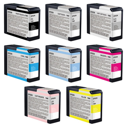 Epson Stylus Pro 3800 Juego de 8 Tintas UltraChrome K3 80 ml Negro Foto