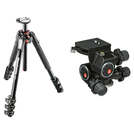 Manfrotto MT190XPRO4 trípode de aluminio con cabeza de engranajes 68.1" altura máxima 410 Junior Geared Head Kit