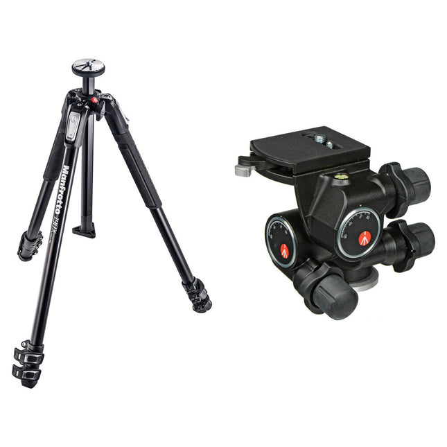 Manfrotto MT190X3 Trípode de Aluminio con Cabezal Geared 410 Junior