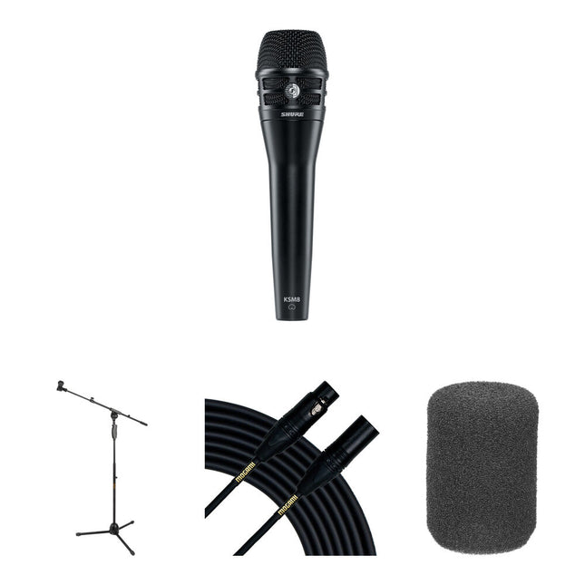 Shure KSM8 Micrófono Dinámico Mano Kit en Vivo con Soporte y Cable 25ft