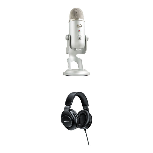 Blue Yeti Micrófono USB Condensador Kit con Auriculares 16-Bit 48 kHz 4 Patrones Polares