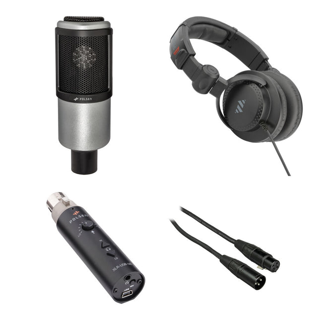 Polsen PR-65 Micrófono Condensador Cardioide Kit Podcasting Portátil 20Hz-20kHz