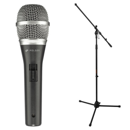 Polsen M-85 Micrófono Dinámico Profesional con Stand Trípode y Cable XLR
