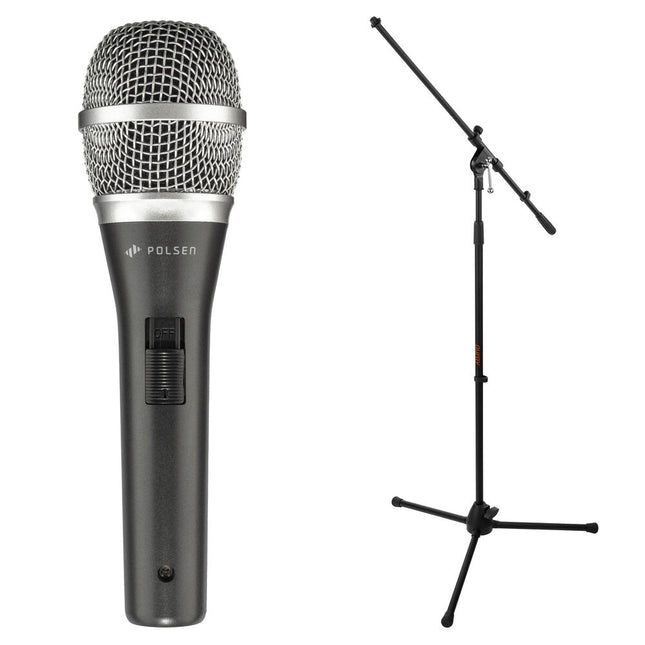 Polsen M-85 Micrófono Dinámico Profesional con Stand Trípode y Cable XLR