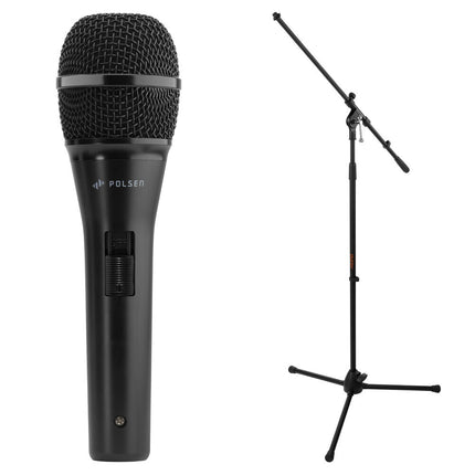 Polsen M-85-B Micrófono Dinámico Profesional Kit con Soporte Trípode y Cable XLR