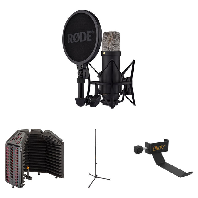 RODE NT1 5th Generation Micrófono Condensador Cardioide XLR USB Kit con Soporte Ajustable y Filtro de Reflexión