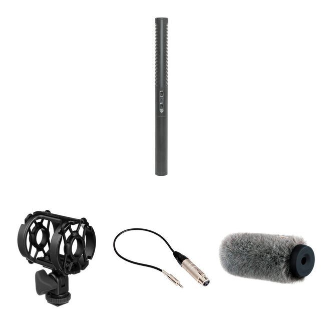 Azden SGM-250 Micrófono Shotgun Kit con Paraviento 4.7 y Cable Adaptador 3.5mm