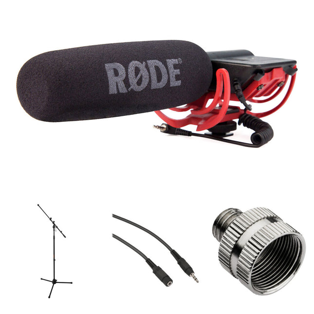 RODE VideoMic Micrófono Shotgun para Cámara con Soporte Trípode y Cable Extensión 25 pies