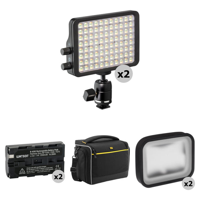 Luxli Viola² Kit Dúo Luces LED RGB 5" Baterías 2200mAh y Bolsa
