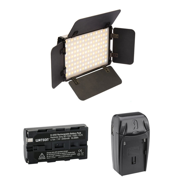 Genaray Ultra-Thin Bicolor 144 SMD Luz LED para Cámara con Batería 2200mAh y Cargador Compacto