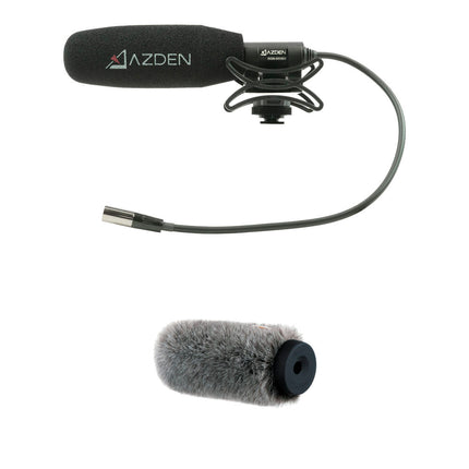 Azden SGM-250MX Micrófono Shotgun Mini-XLR con Paraviento y Montura para Cámara