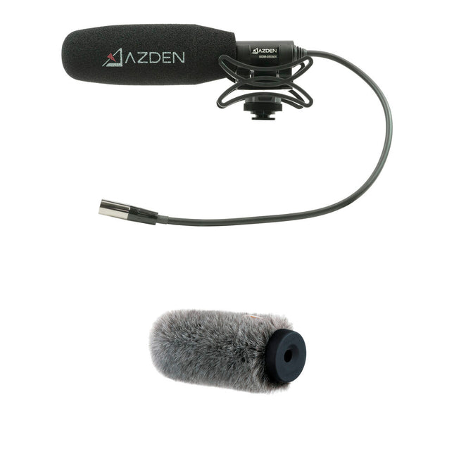 Azden SGM-250MX Micrófono Shotgun Mini-XLR con Paraviento y Montura para Cámara