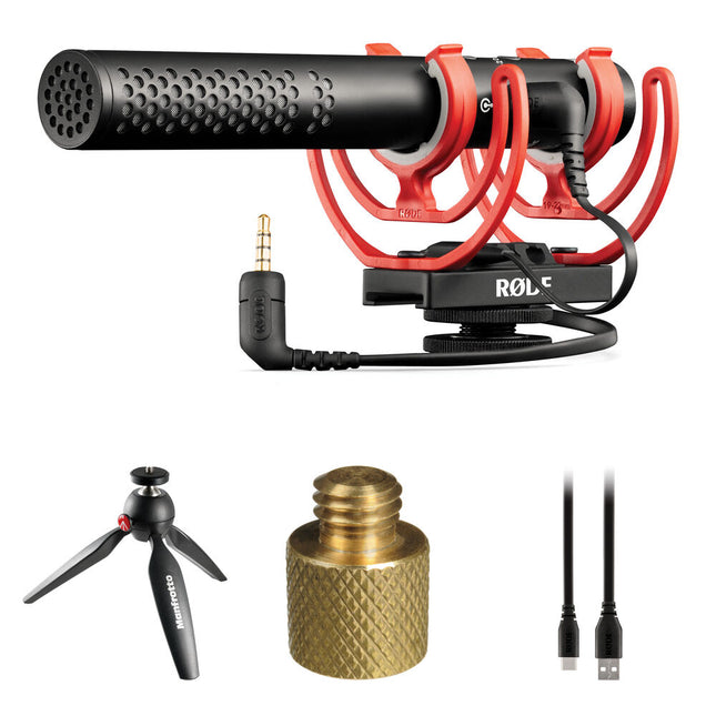 RODE VideoMic NTG Micrófono Shotgun con Mini Trípode y Cable USB