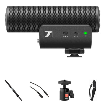 Sennheiser MKE 400 Micrófono Shotgun para Cámara con Boompole de Aluminio 7' y Accesorios